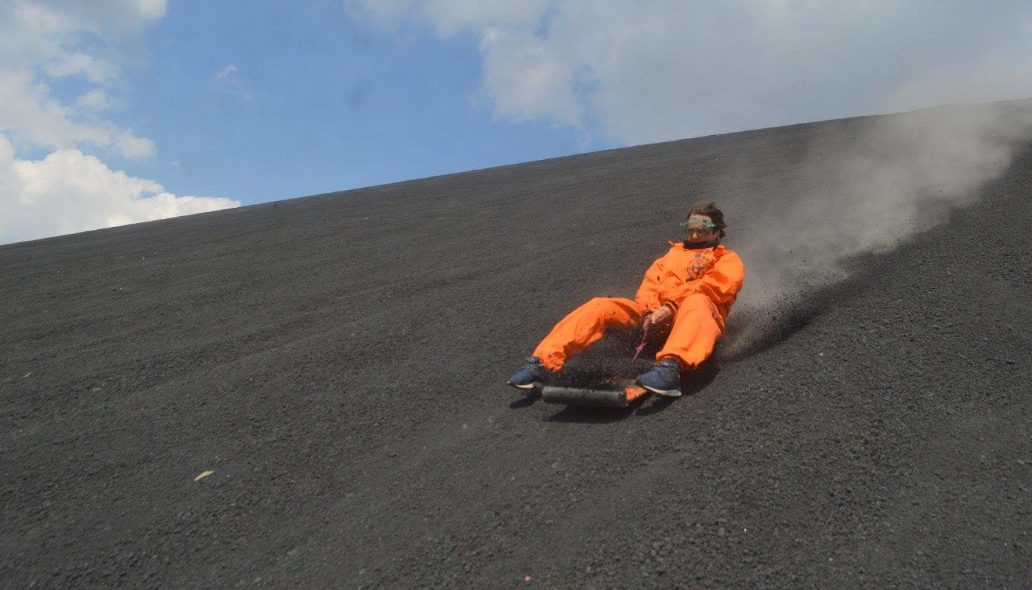 Volcano boarding in Nicaragua